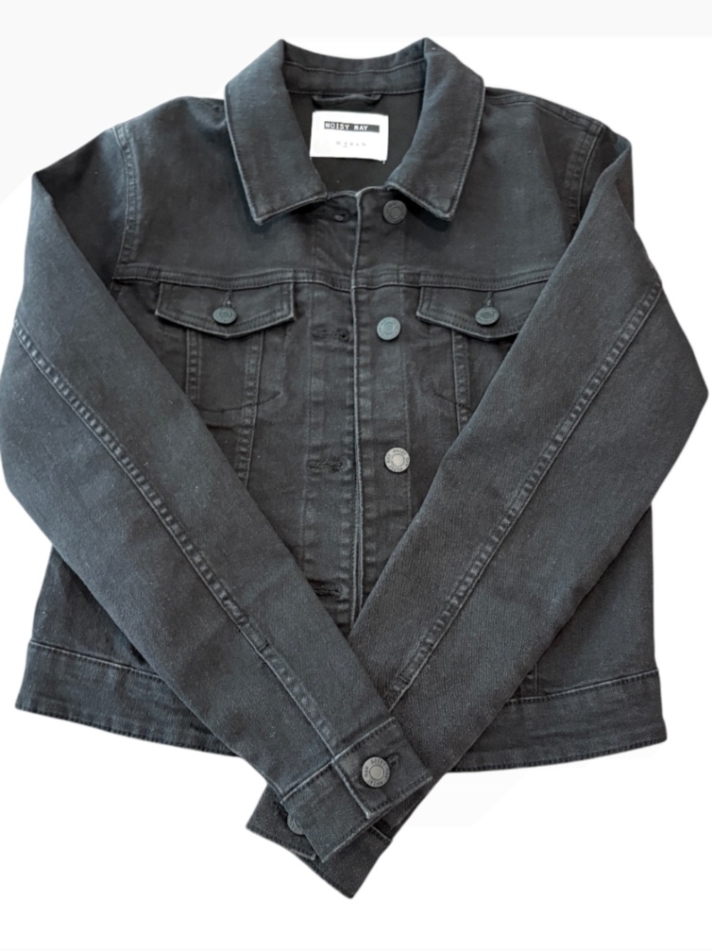 Noisy May Black Denim Jacket Classic Button Up Trucker Coat Small S